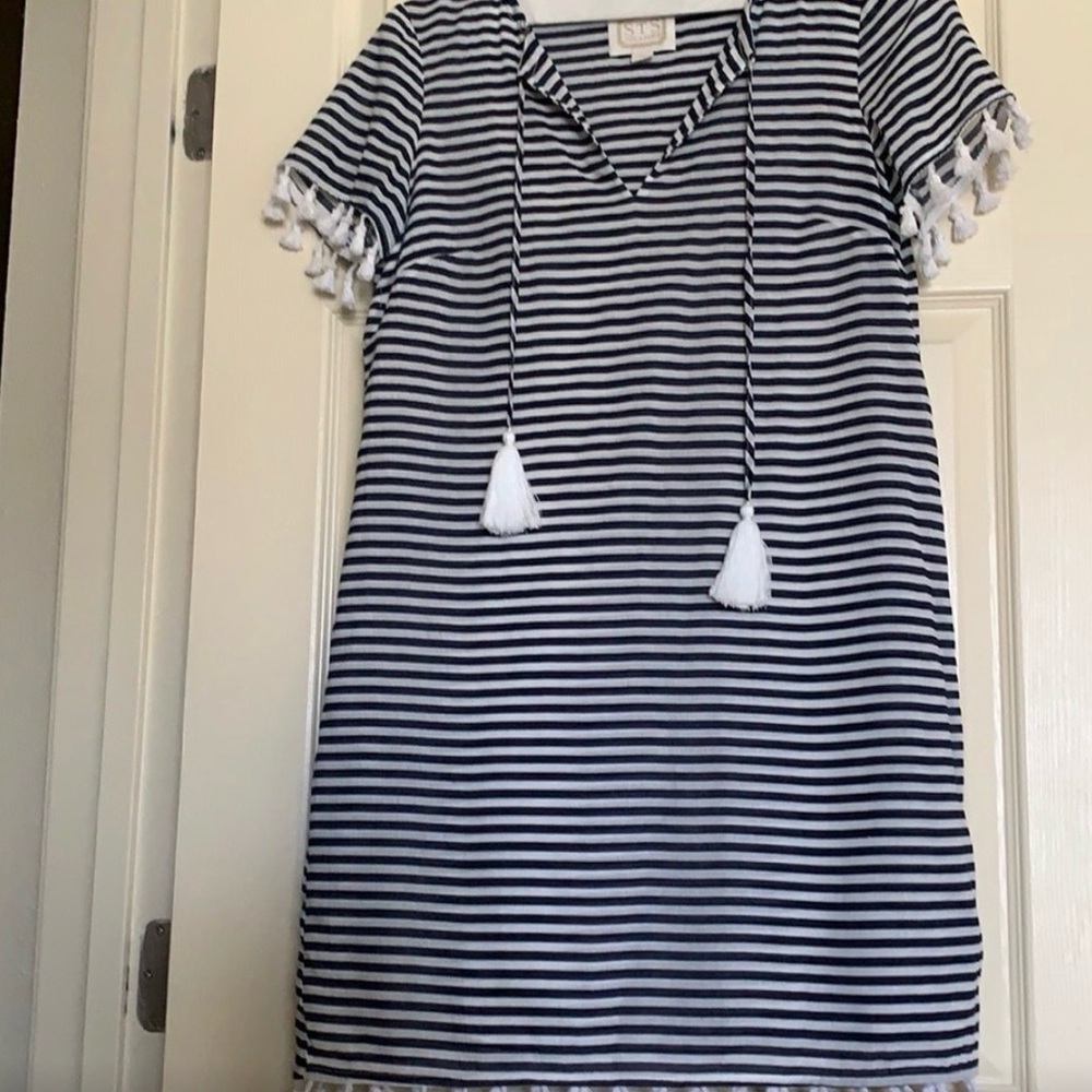 Sail to sable tunic stripe tassel beach dress XS